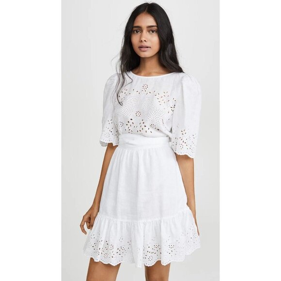 La Vie by Rebecca Taylor Dresses & Skirts - LA VIE By REBECCA TAYLOR Sarcelle White Linen Eyelet Embroidered Dress, Size S